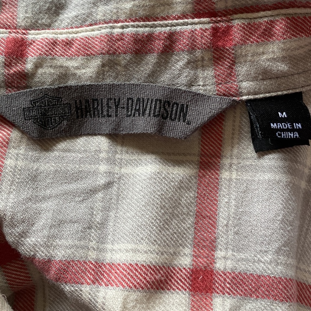Harley Davidson Multi-Patch Plaid Short Sleeve Bu… - image 5
